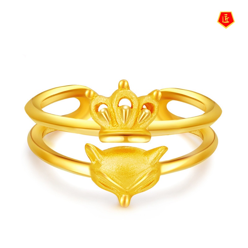 [Ready Stock]Women's Gold Crown Ring Korean Fashion