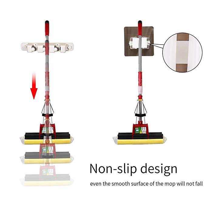 [ Multifunction Self-Adhesive Mop Storage Racks ] [ Bathroom Wall Mounted Broom Holder Hooks ] [ Free Punching Mop Clip ]