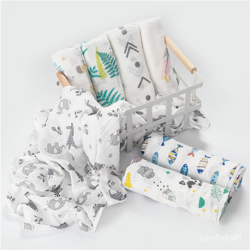 [simfamily]1Pc Muslin 100% Cotton Baby Swaddles Soft Newborn Blankets Baby Bath Towel Gauze Infant W