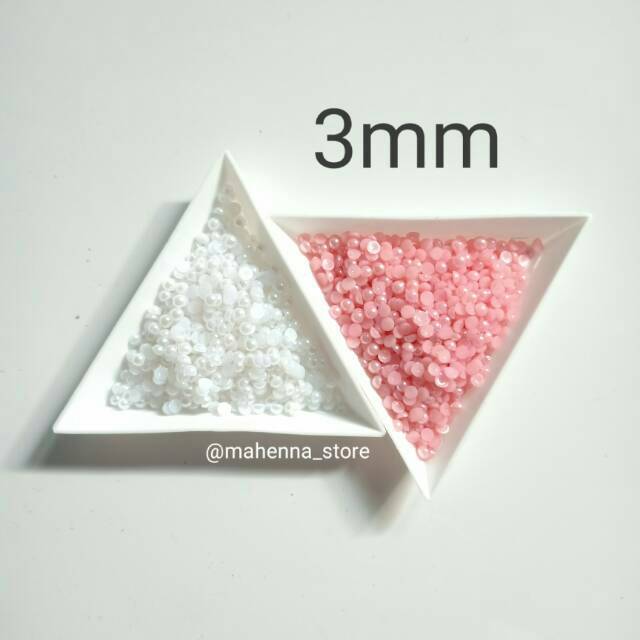 Mutiara belah 3mm half pearl mutbel 3 mm manik manik