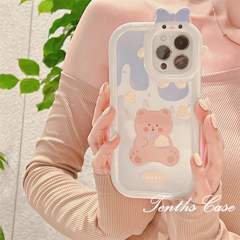 REDMI Redmi12 10C 9A 9C 9T Note12 11 Pro+10 Pro 9T Mi12 Poco M4 Pro X3 GT Cute Creamy Bear Casing Ponsel Soft Cover Pelindung