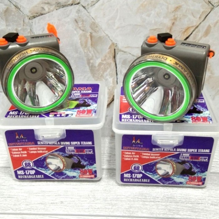 Senter Kepala/Headlamp Mitsuyama MS-160p/MS-170p 3 Mode 80Watt Pengisian Daya Charger