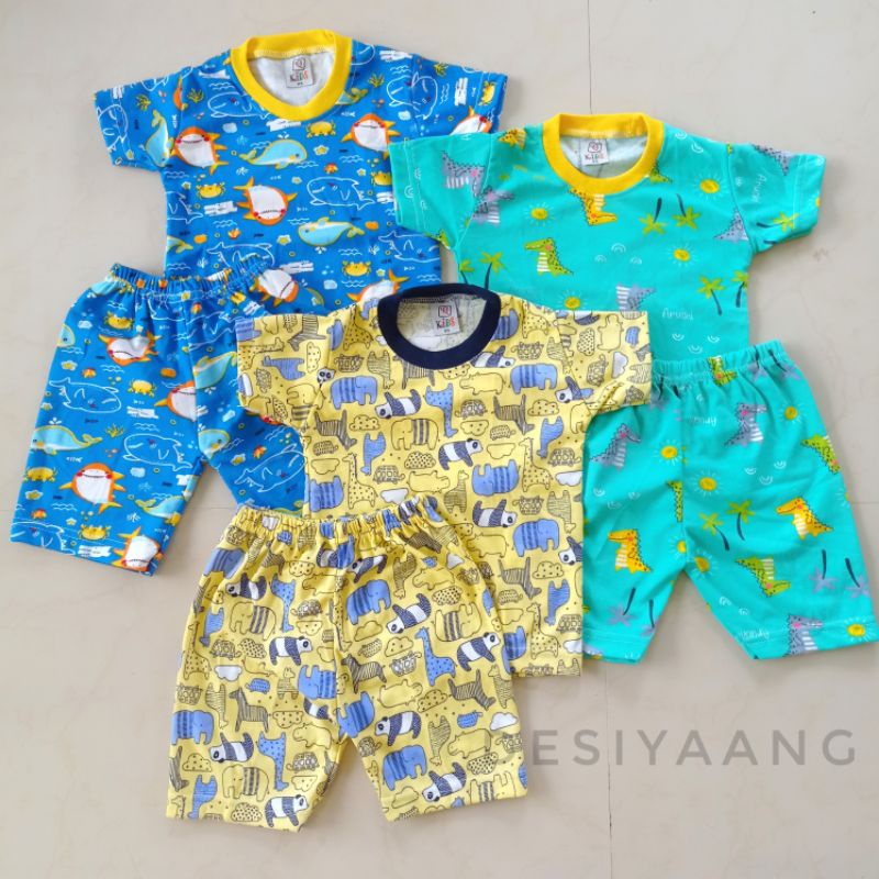 setelan anak laki laki Qkids Size S (Usia 3-4 tahun) Lengan pendek Celana Pendek bahan Libby Velvet junior-4