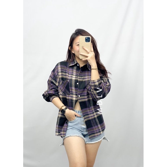 MDLV ~ 8930# Giordana Flannel Plaid Shirt Kemeja Kotak Korea Import