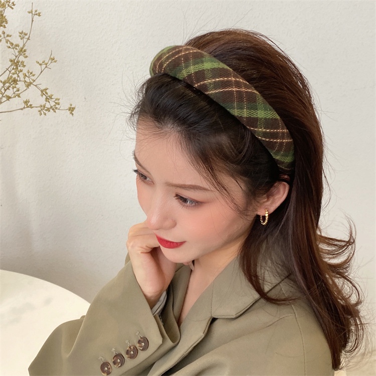 BANDO RETRO HIJAU GARIS PLAID KOTAK BENDO BANDANA WANITA KOREA WARNA POLOS PASTEL TERANG TEBAL LEBAR KOREAN WOMEN SOFT ONE SOLID COLOR PADDED WIDE HEADBAND HAIRBAND HAIR HEAD BAND