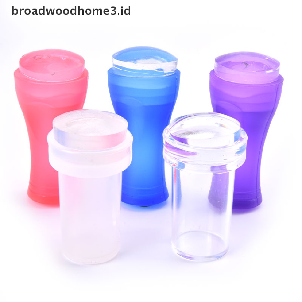 Set Stamper Scraper Bahan Silikon Jelly Bentuk Bunga Geometris Untuk Nail Art