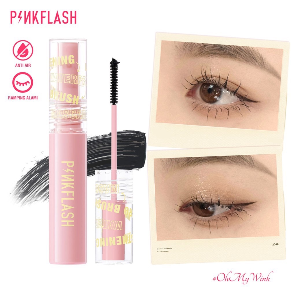 PINKFLASH Lengthening Waterproof Micro Brush Mascara Black Maskara Hitam PINK FLASH PF-E10 (VC)