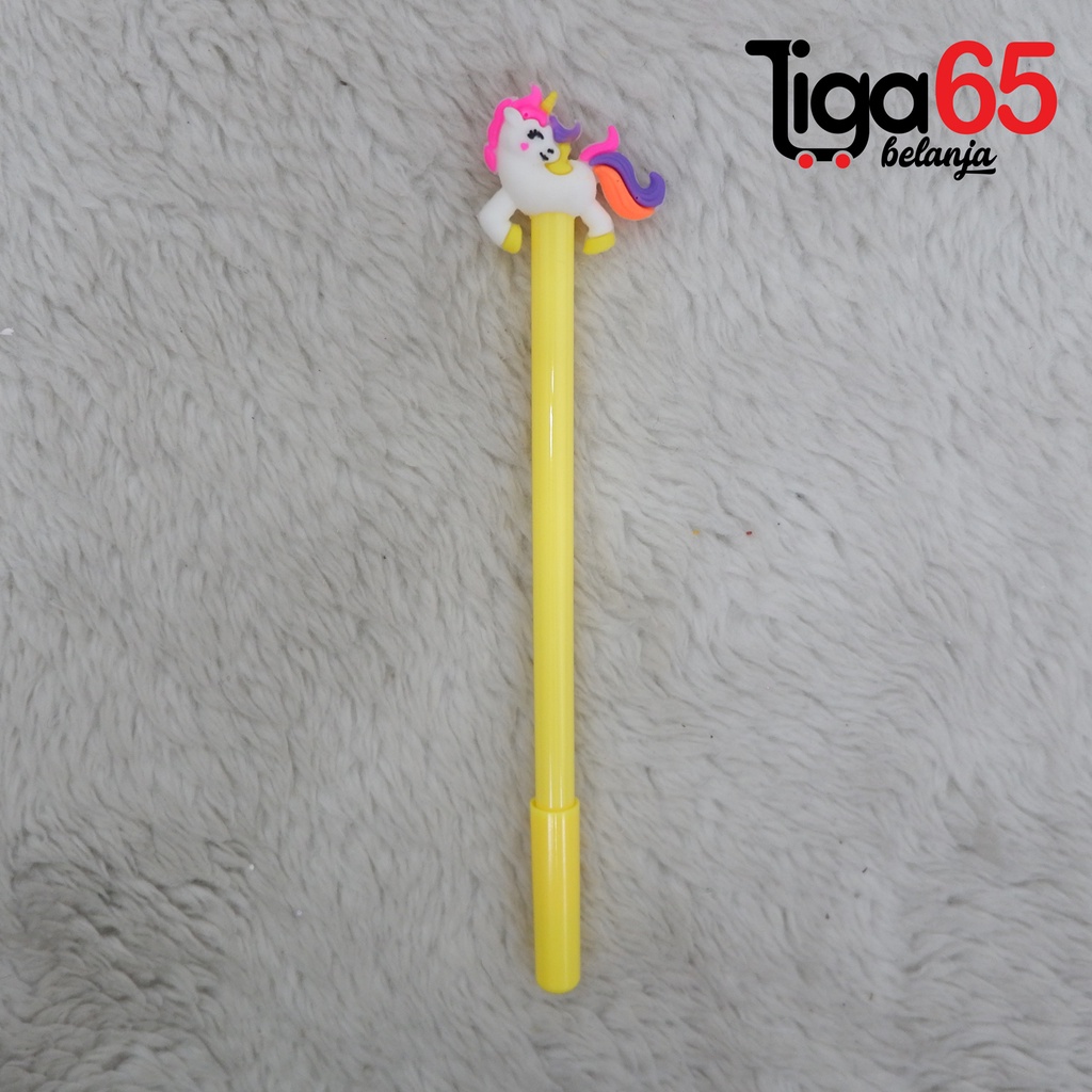 365 GEL PEN #41155 Pulpen Gel Glitter Bahan Rubber Karakter