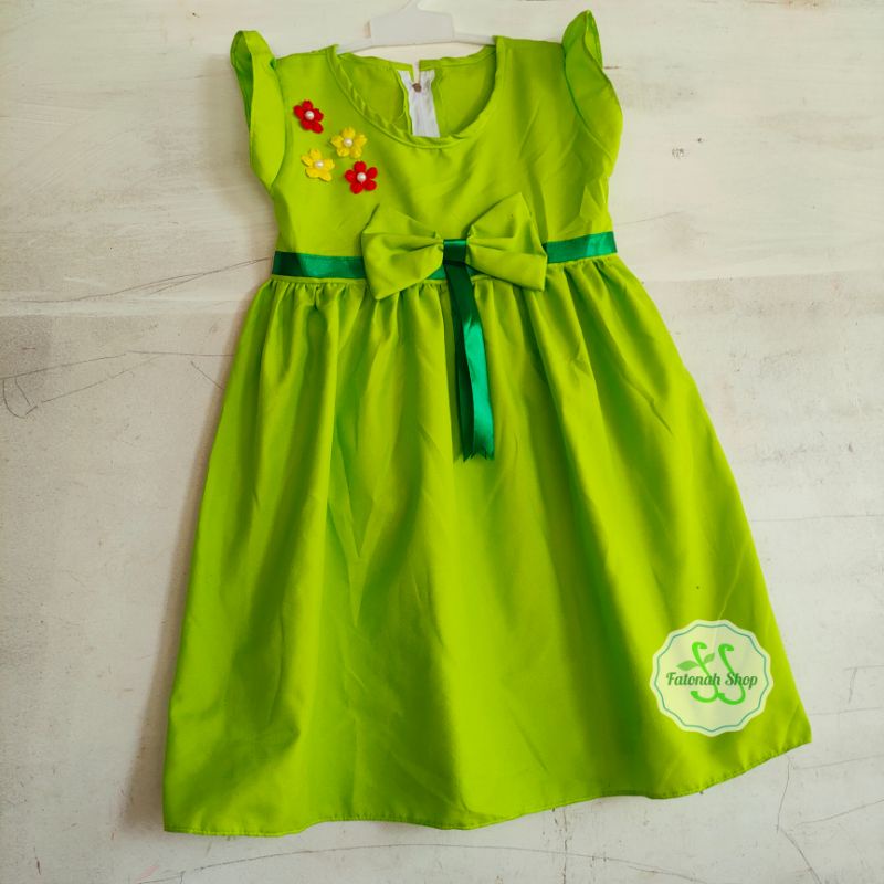 Dress anak 3 4 tahun perempuan baju anak cewek  ( dress pita mutia )