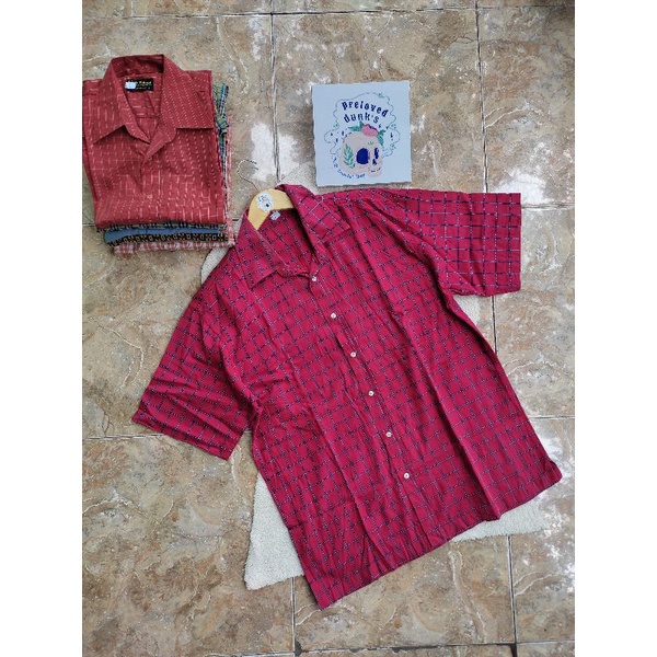 preloved atasan kemeja hem kotak kotak pria bigsize