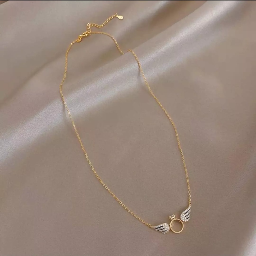 Kalung Titanium Premium Lapis Warna Emas 18K /Kalung wanita titanium anti karat Ala Korea Untuk Wanita Rantai Choker