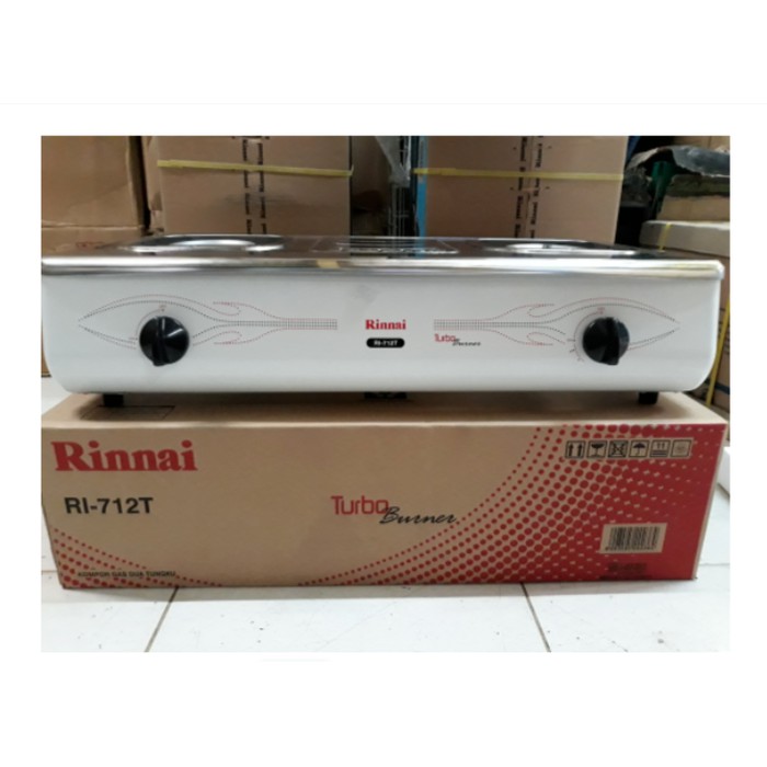 Rinnai Kompor Gas 2 Tungku Api Turbo Stainless Steel RI-712 T GARANSI