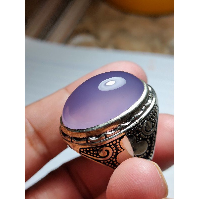 Batu cincin natural akik kecubung asihan atau kecubung lapender