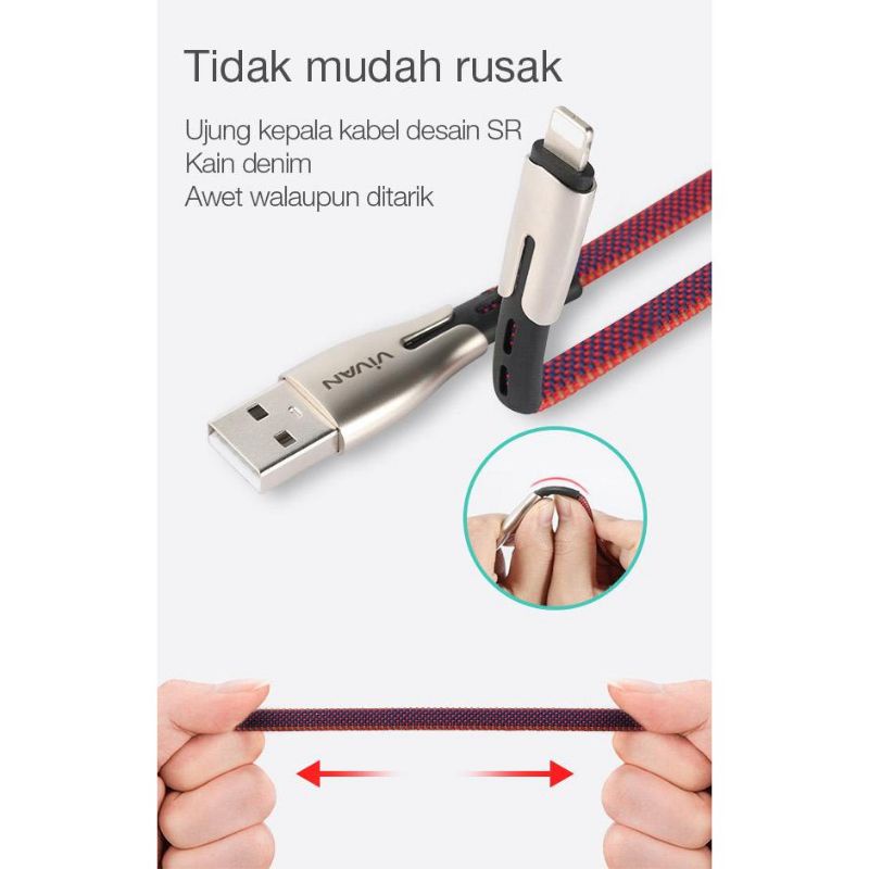 KABEL DATA ORI VIVAN BTK-L DATA CABLE FOR APPLE 100CM RED+BROWN GARANSI RESMI TER MURAH SE SHOPEE