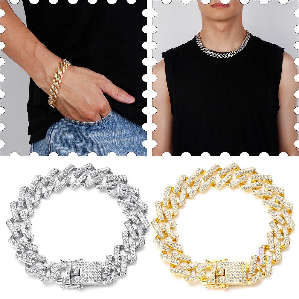 Kalung Cuban Nanas Lebar 12mm Mewah Berkilau Fashion Necklace Diamond Hip Hop