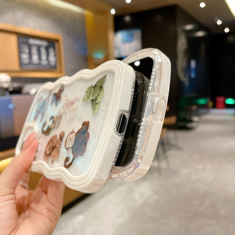 2 in 1 case Pelindung Tahan Jatuh Pola Graffiti Alien Ragdoll Untuk iPhone 11 12 13 Pro MAX X XR XS MAX