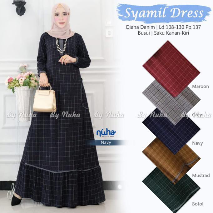 PROMO SYAMIL DRESS DIANA DENIM MAXY GAMIS LONGDRESS TERUSAN WANITA BUSUI