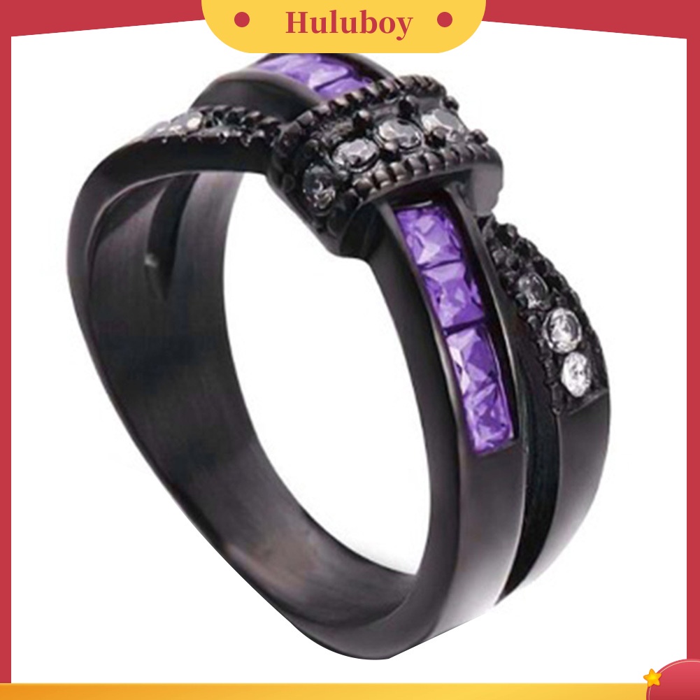 Hu Hu Hu Hu Hu Alat Bantu Pasang Kacamata♡ Cincin Pertunangan Desain Simpul Pita Hias Amethyst Imitasi Untuk Wanita