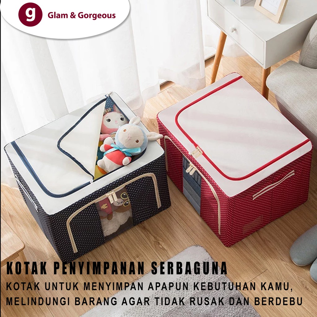 Storage Box Baju Kotak Pakaian Penyimpanan Mainan Rangka Besi SB015