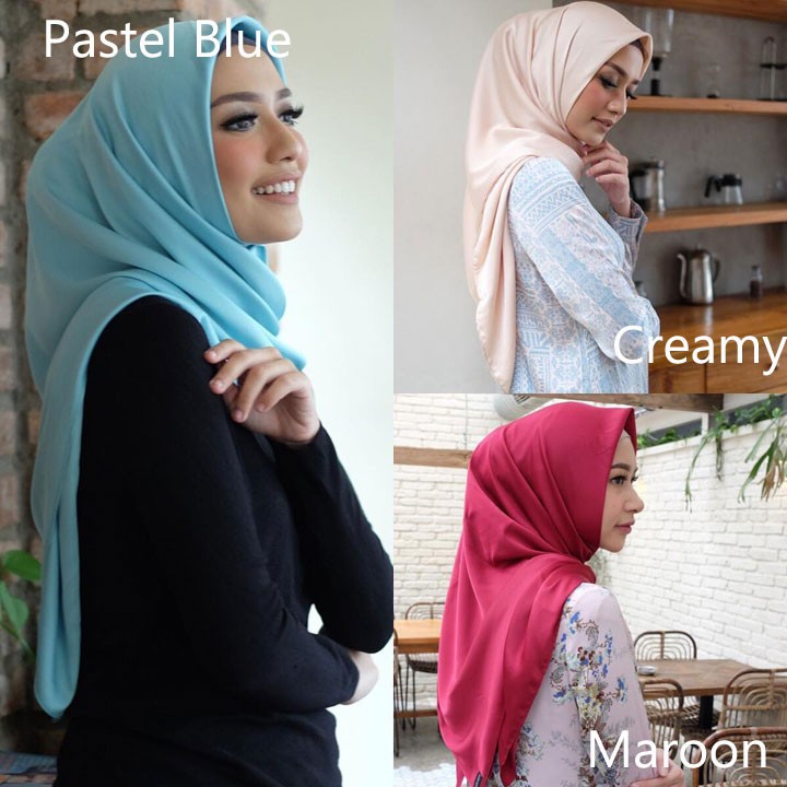 Heaven Lights Mulberry Plain Square Original HL | Jilbab segi4 Segi Empat Polos Heavenlights HL ori
