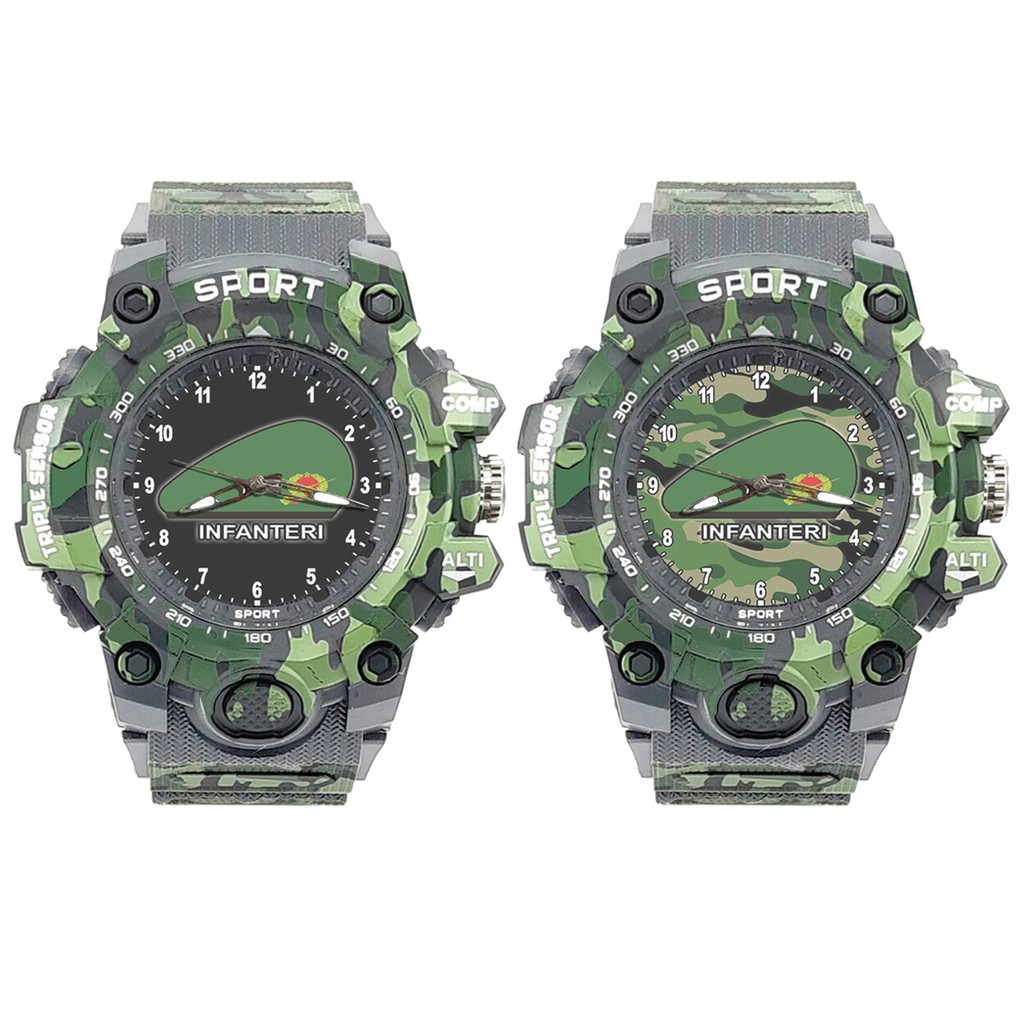 (ISTIMEWA BOSSQU) JAM TANGAN INFANTERI TNI-AD -  STRAP ARMY - WATER RESIST