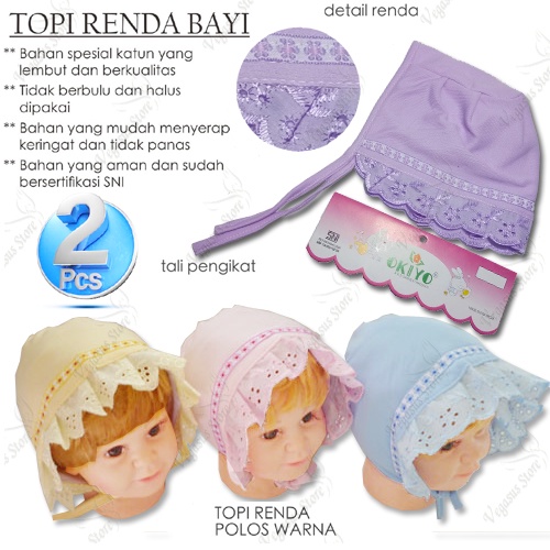 2Pcs[Lebih Murah]Topi Bayi Renda Ikat/Topi Bayi Perempuan Renda Okiyo/Topi Marsha Model Kupluk Renda Newborn-Vegasus Store(COD)