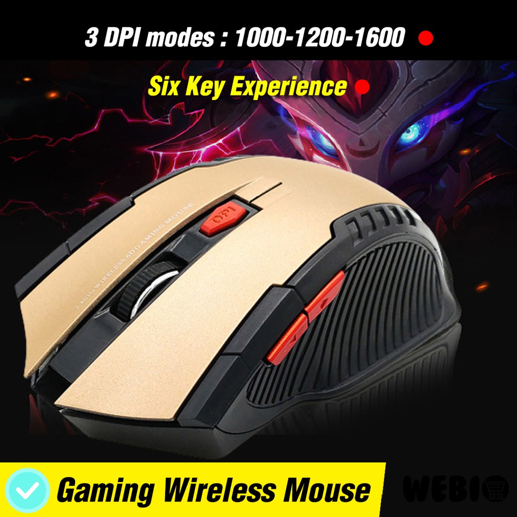 Mouse Wireless W103 USB Wireles Mause Laptop PC Murah Gaming Aneka Warna – Black Red Blue Gray Gold