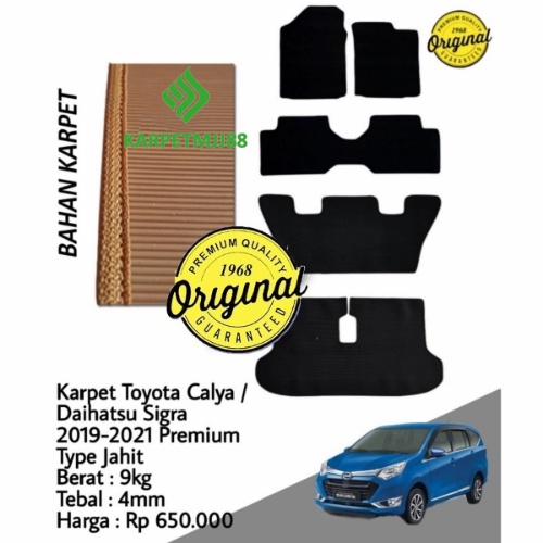 Karpet Karet Mobil Calya / Sigra 2019/2021 Coklat Tipe Jahit Full Set