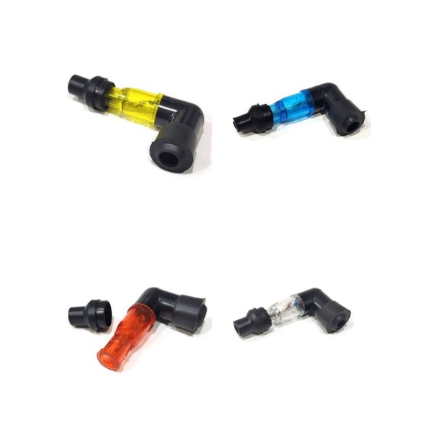 Tutup-Cop-Cangklong Kepala Busi Variasi Dop Nyala-LED Universal-Semau Jenis Motor Putih-Biru-Merah-K