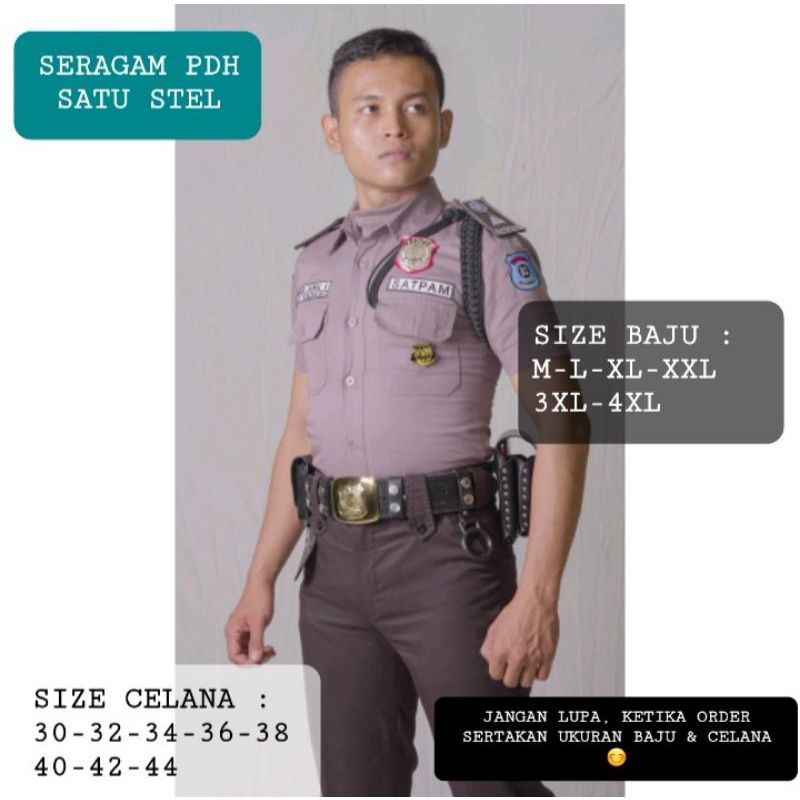 atasan bawahan Stelan seragam PDL PDH satpam terbaru 2023 pdl pdh setelan baju security baru model lengan panjang lengan pendek warna coklat cream krem stelan dinas kerja harian lengkap ful atribut +logo promo seragam satpam baru original bahan tebal cod