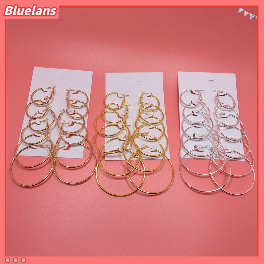 Bluelans 6Pairs Fashion Circle Hoop Dangle Earrings Pendant