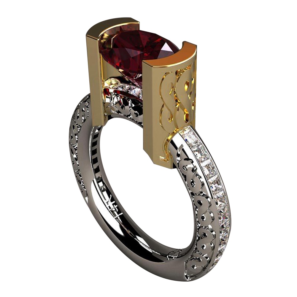 Hu Hu Hu Hu Hu Alat Bantu Pasang Kacamata♡ Perhiasan Cincin Jari Ruby Imitasi Warna Ganda Untuk Wanita