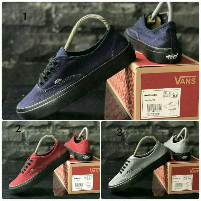 SEPATU43 VANS AUTHENTIC FULL BLACK HITAM POLOS WHITE PUTIH OLDSKOOL ERA SK8 PREMIUM BNIB ICC IFC DT