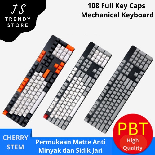 Keycaps Mechanical Keyboard Single Shot PBT FullSet 108 Key Cherry Stm
