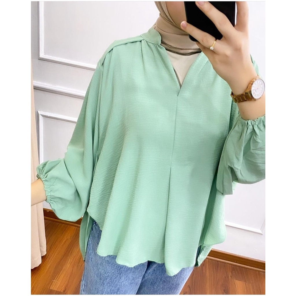 (BISA COD) VERZANA BLOUSE AIRFLOW CRINCKLE DEODORA PREMIUM /  BLOUSE OVERSIZE KEMEJA WANITA