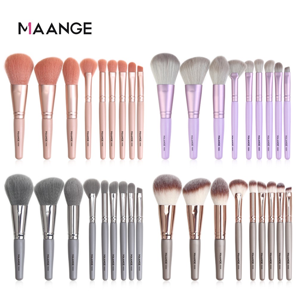 ~AB~ Original Maange 9pcs/set Brush Makeup Ukuran  Mini Blush On, Bedak, Concealer, Eyeshadow