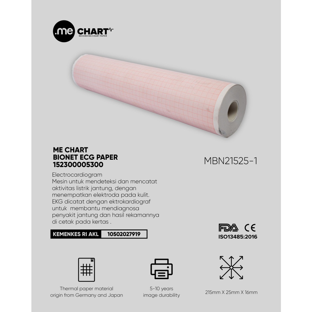 

Kertas EKG/ECG 215 x 25 /16 untuk BIONET CardioCare 2000/3000