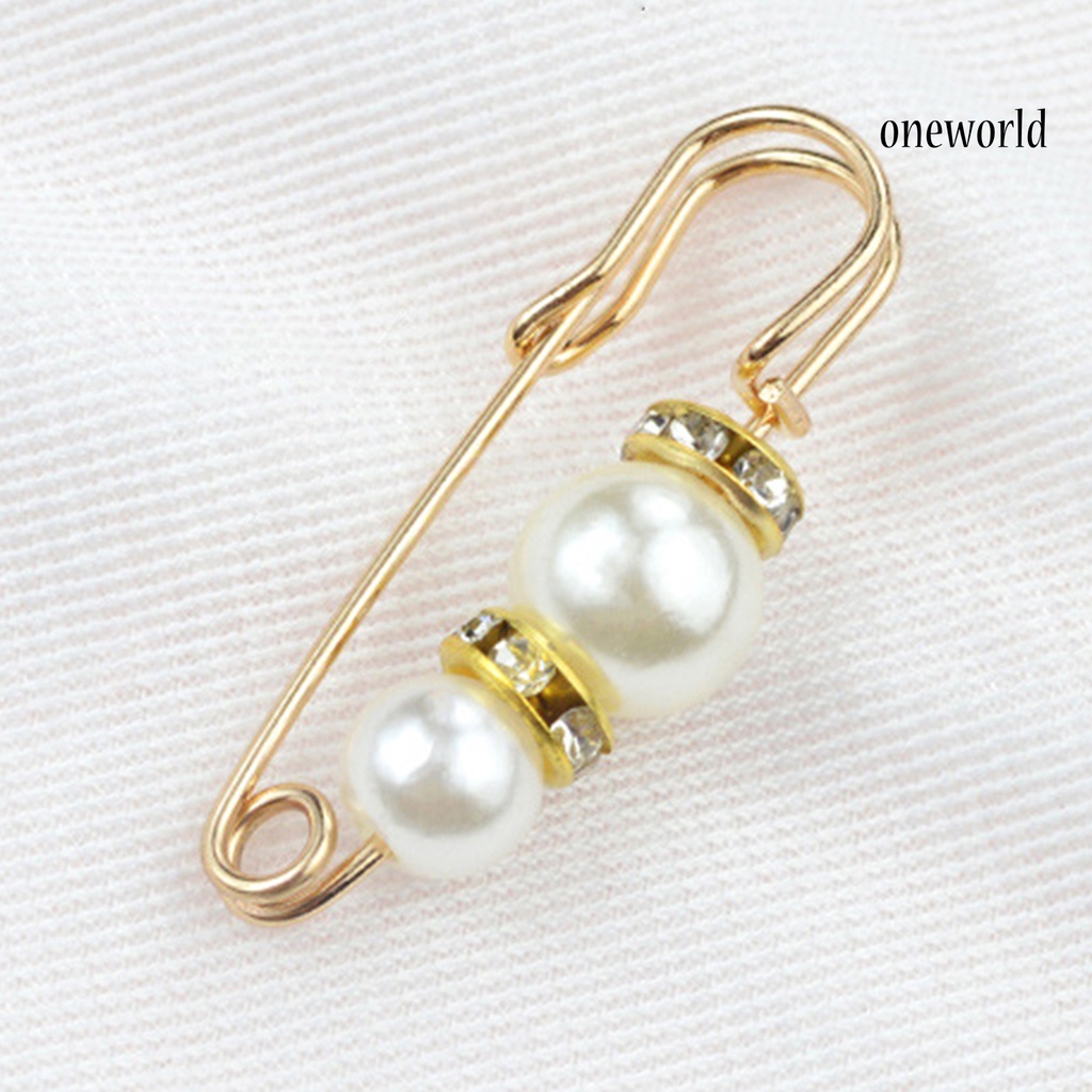 OW@ Safety Brooch Fine Workmanship Prevent Exposure Attractive Faux Pearl Women Safety Pin for Jewelry Craft