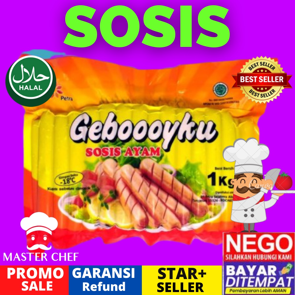 

SOSIS AYAM GEYBOYKU 1KG 1000GR MAKANAN FROZEN FOOD BEKU ANAK 1 2 3 TAHUN SEHAT MURAH FROZENFOOD