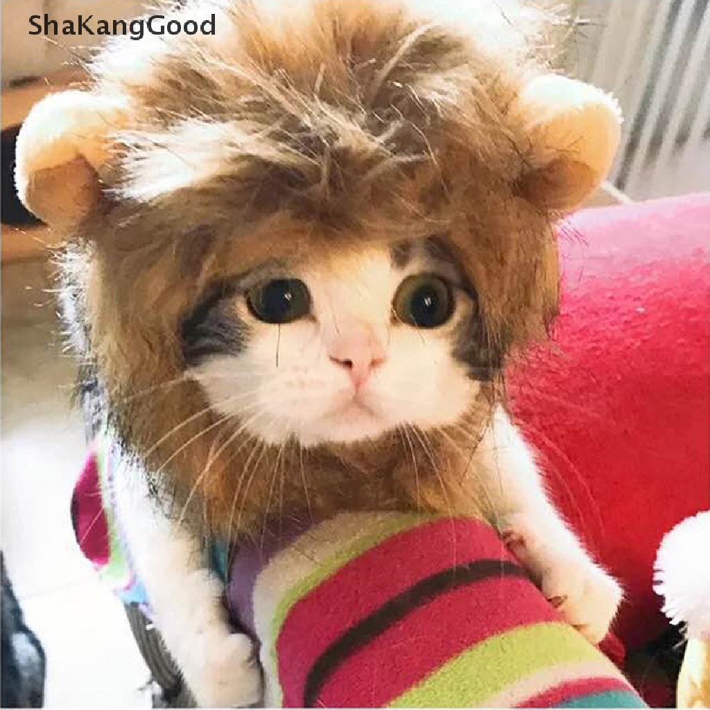 Skid Topi Wig / Rambut Palsu Anjing / Kucing Model Singa Untuk Kostum Cosplay