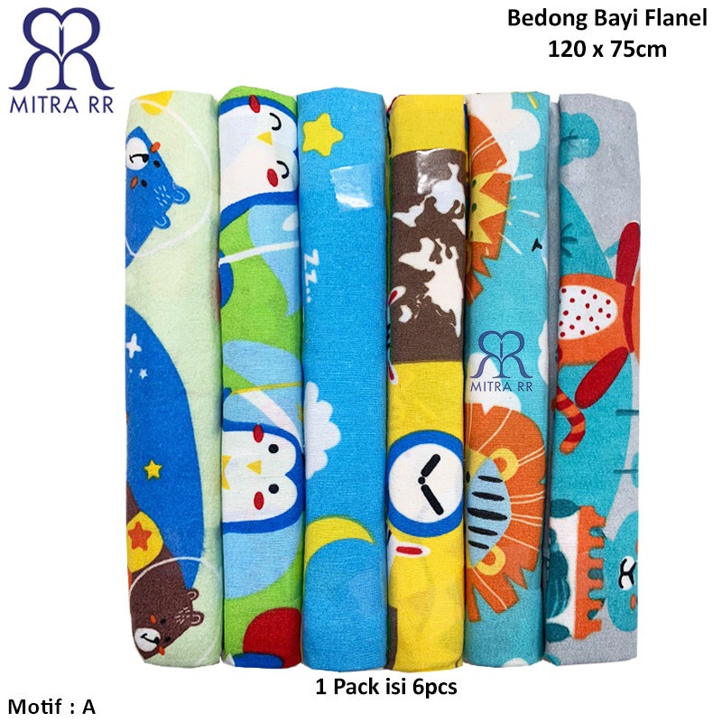 Bedong Bayi Flanel Bedong Flower Motif SNI isi 6pcs / Selimut Bayi 120 x 75 cm