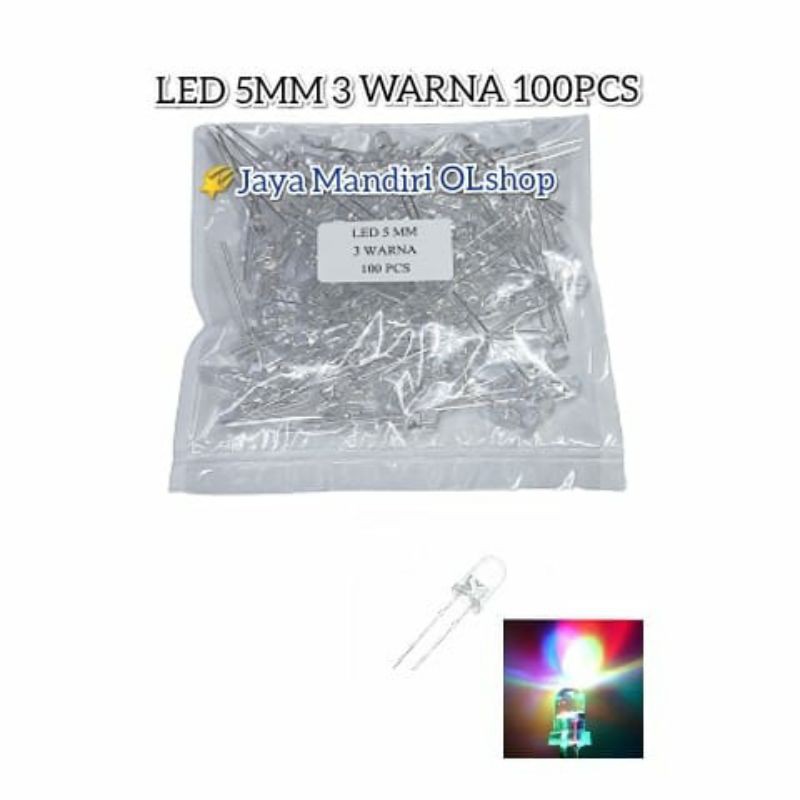 100 PCS LAMPU LED 5MM 3 WARNA