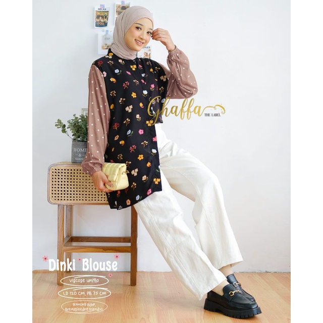 DINKI OVERSIZE BY GHAFFA THE LABEL (BLOUSE MOTIF) Blouse oversize muslimah modern rekomended