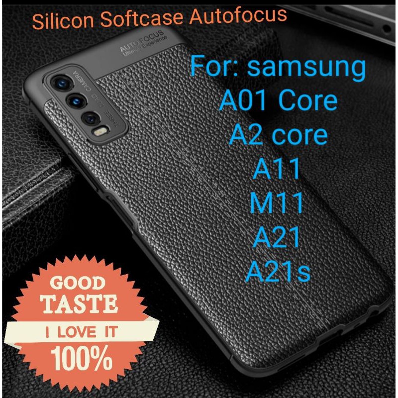 Samsung A01 A2 Core A11 M11 A21 A21S Silicon Autofocus Leather Softcase Casing Cover TPU Kulit jeruk