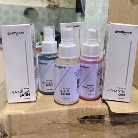 (80GR) GEAMOORE HIJAB PARFUM WITH SHIMMER SPRAY 50ML GEAMOORE HIJAB PARFUM