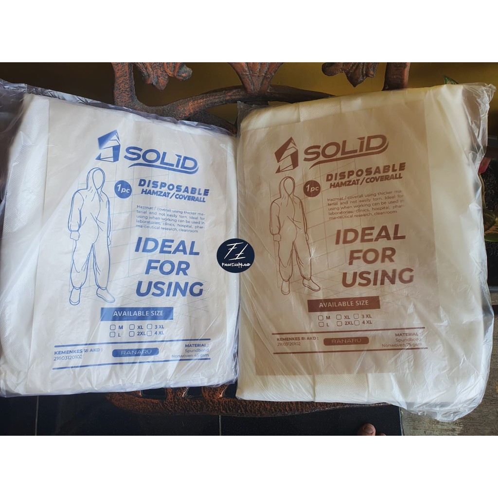 Seragam Pakaian Medis APD Disposable Hazmat Coverall Cover All Sekali Pakai RANARU SOLID ORI BARU