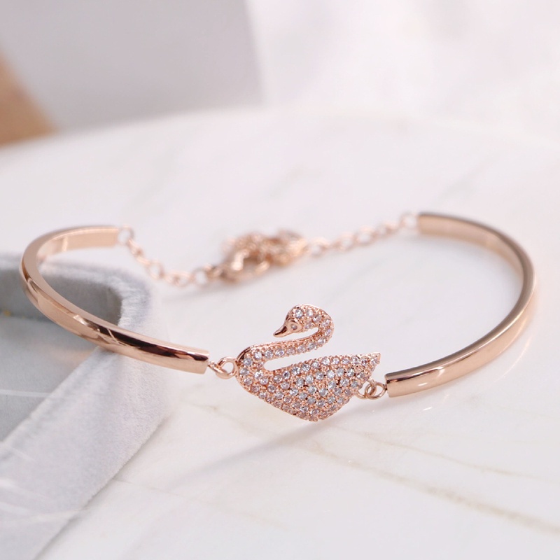 ♥TMALL88♥ Gelang Bracelets C5 Fashion Swan Cuff Bracelet with Zircon Women Animal Bird Jewelry