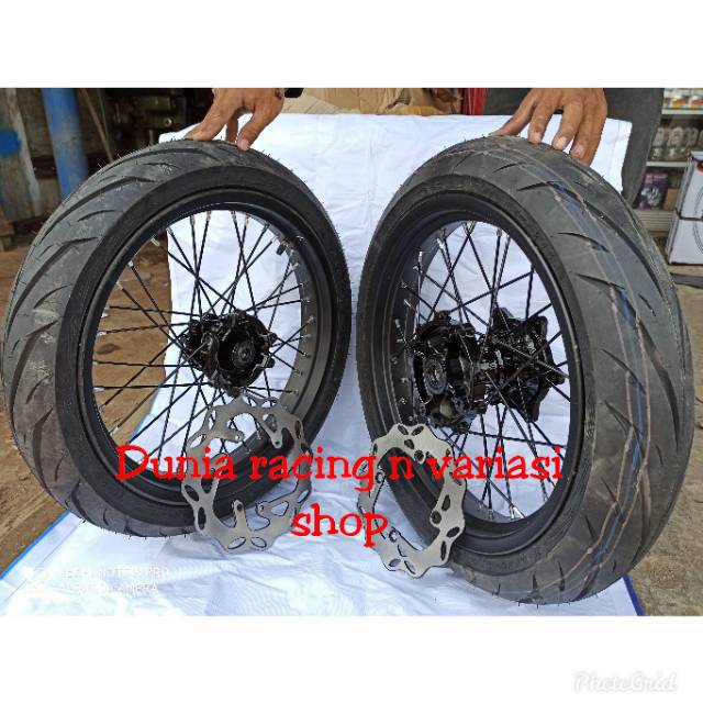 Paketan Velg Ban CRF 150 Supermoto 17 sama Ban Tubles siap pasang Tromol CRF Bearing piringan