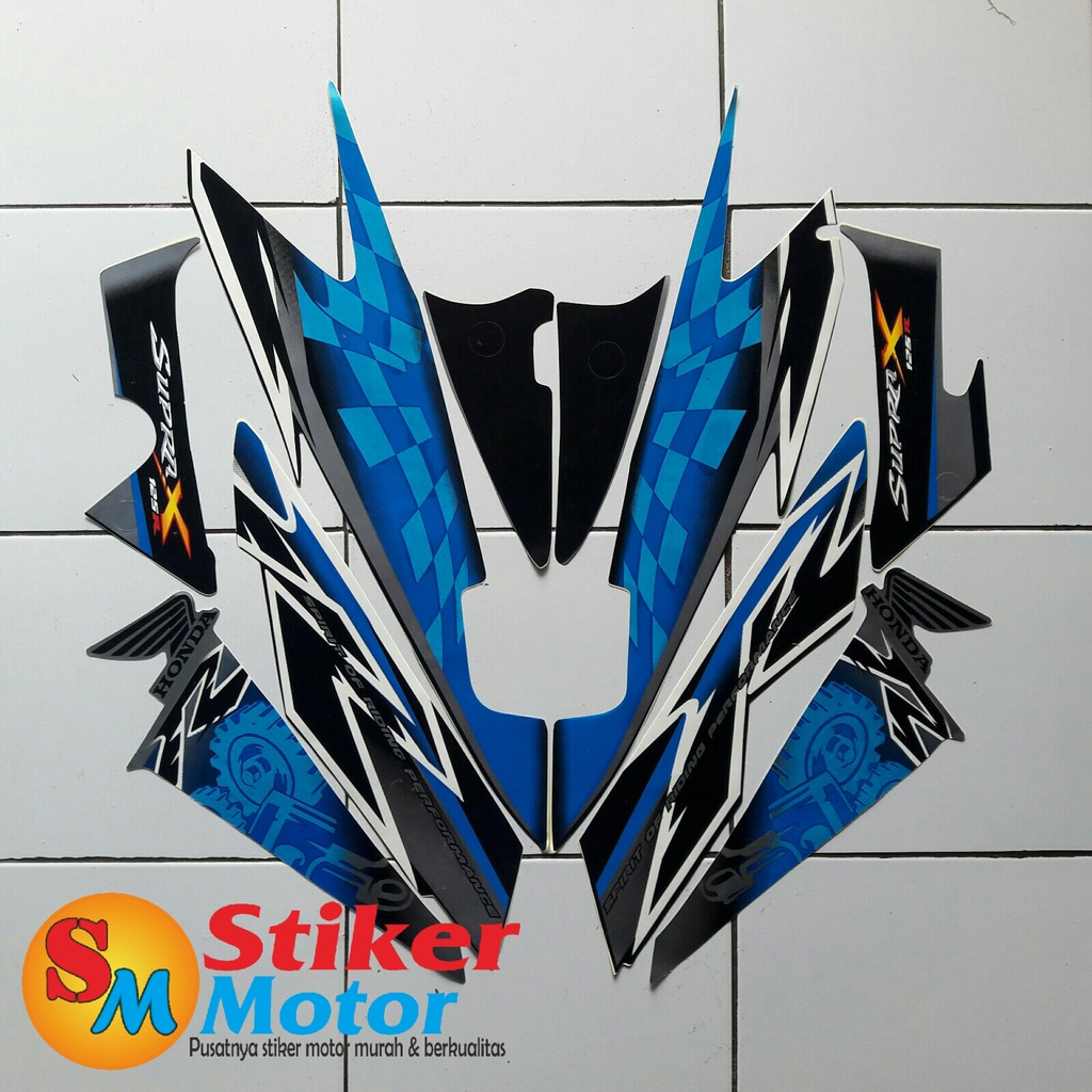 STRIPING STICKER LIS LES POLET BODY MOTOR SUPRA X 125R 2008 BIRU