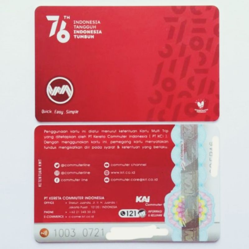 Kartu KMT [KRL / COMMUTER LINE]  Limited Edition Multi Trip, Reguler/Tematik Edisi Khusus HUT RI ke-76 /Seperti e-Money